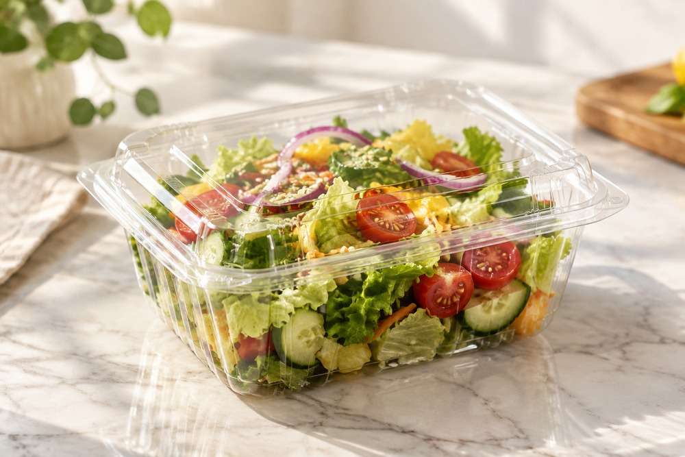 Compostability certification for clear PLA compostable clamshell packaging